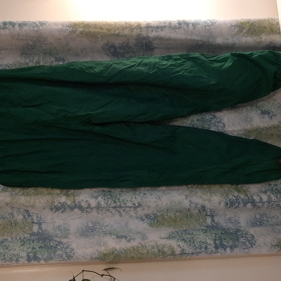 Green 1990's y2k windbreaker jogging pants zipper on ankle pockets sz L - Picture 6 of 7